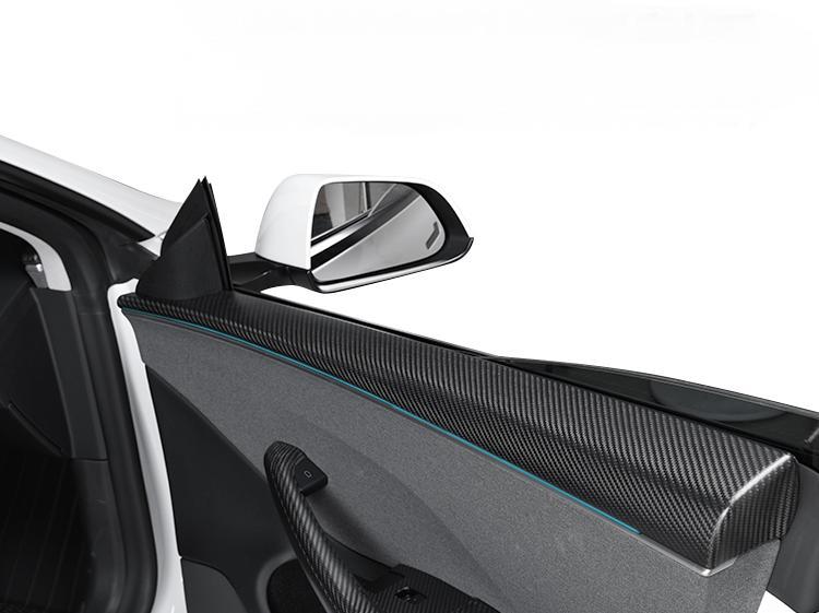 Real Dry Carbon Fiber Upper Door Trim Panel Overlay for Model 3 Highland & New Model Y - Tesery Official Store