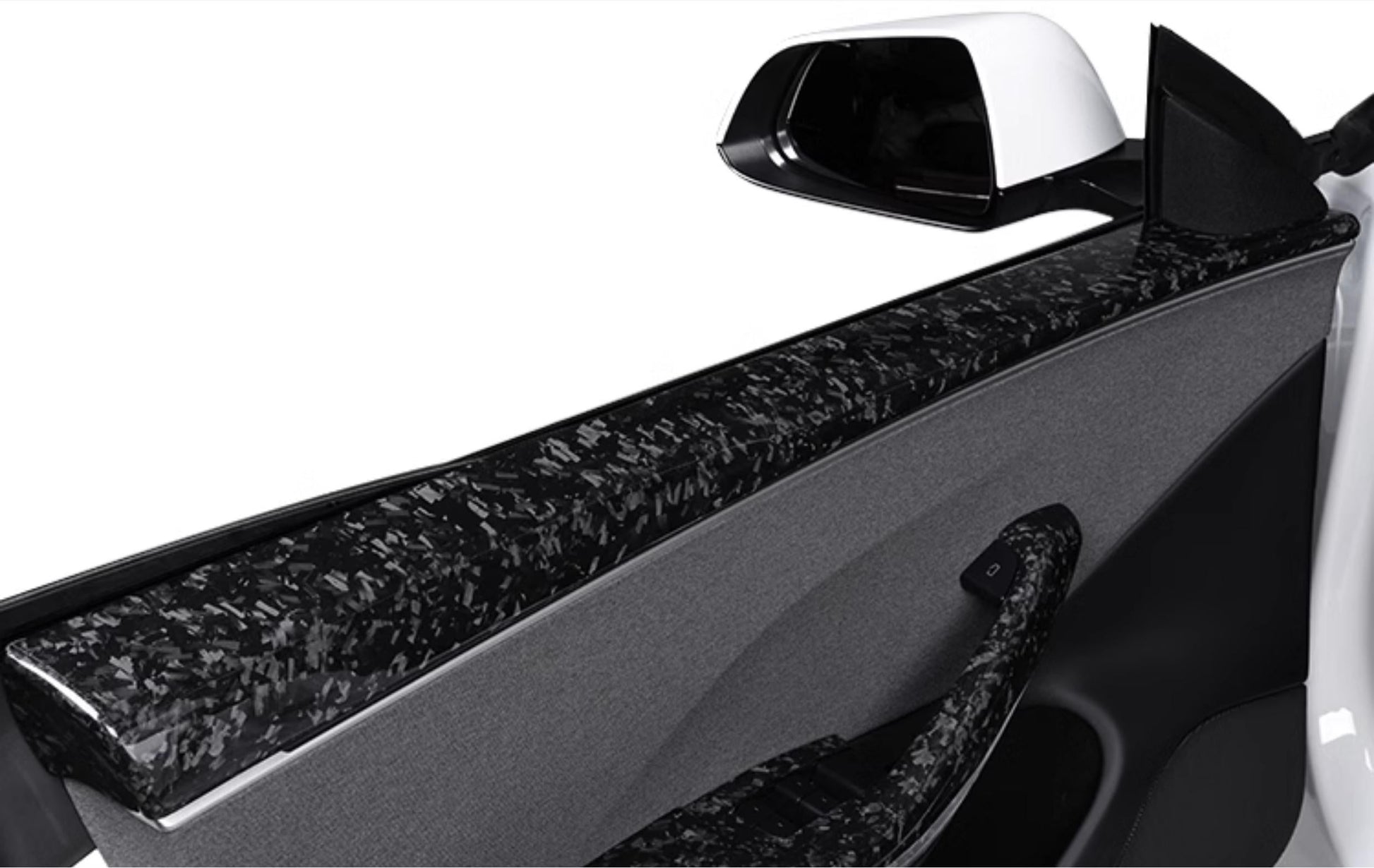 Real Dry Carbon Fiber Upper Door Trim Panel Overlay for Model 3 Highland & New Model Y - Tesery Official Store