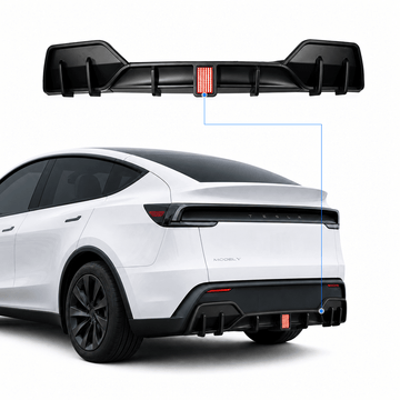 Rear Bumper Lip Spoiler & Diffuser with Flashing LED Pilot Brake Light for Model Y Juniper - Tesery Official Store