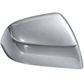 Opposite-side metallic silver mirror cover shell displayed on white.