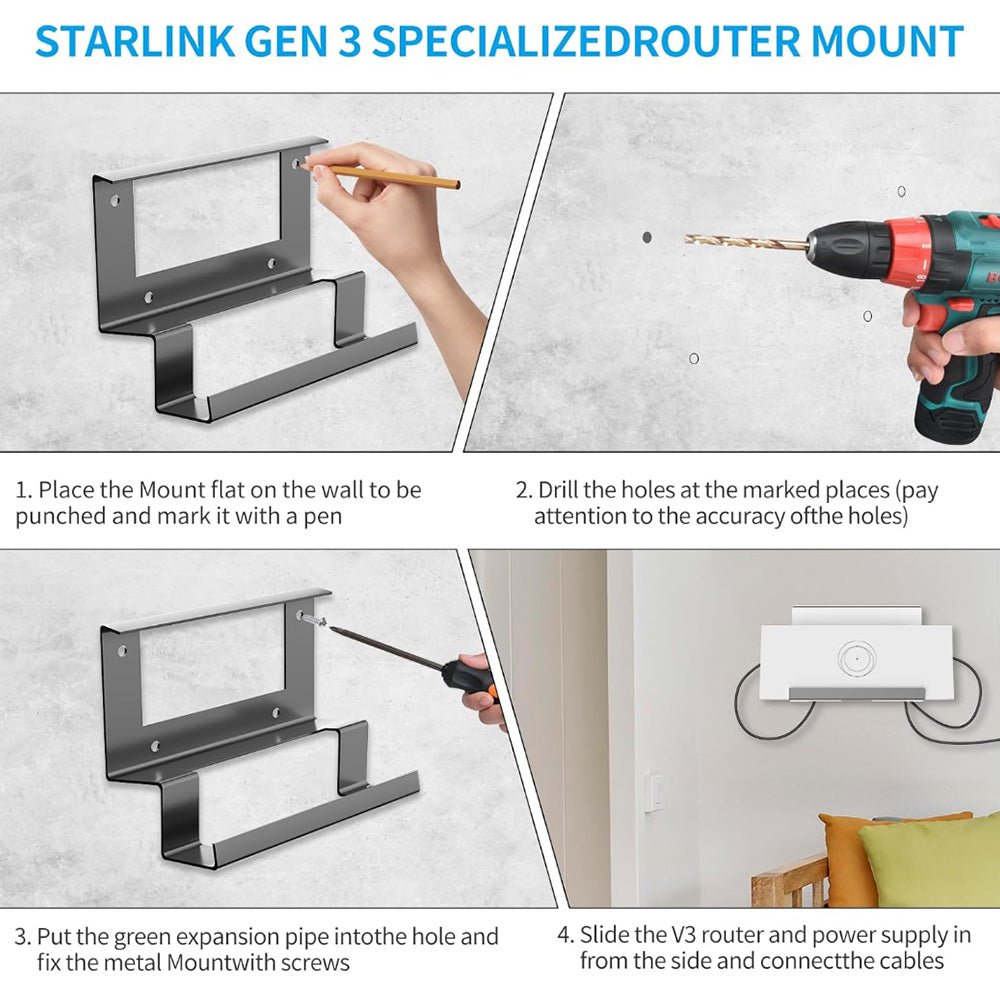 Starlink Gen 3 Router Mount | All - in - One Metal Wall Mount Kit - Tesery Official Store