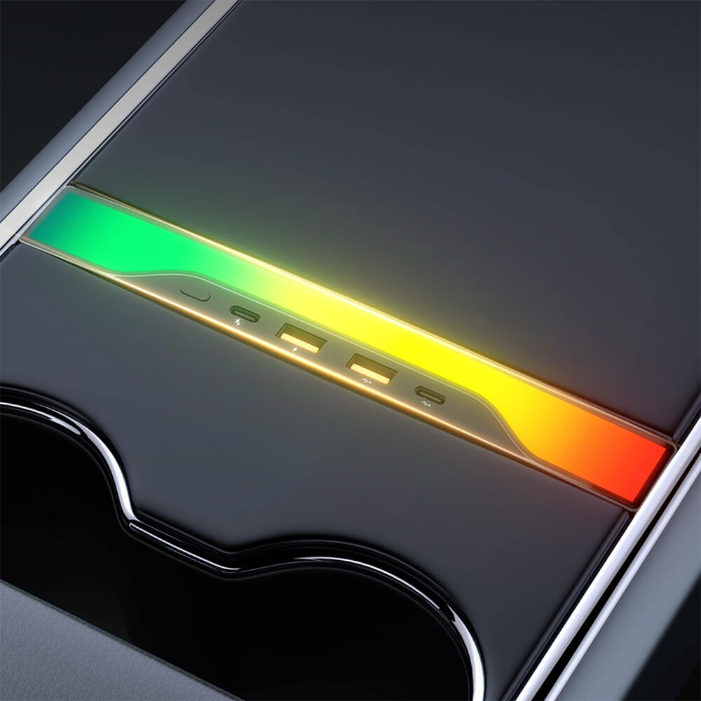 TESERY Center Console USB Hub with Ambient Lighting for Model 3/Y TYPE-C*2 / USB*2- Tesery Official Store