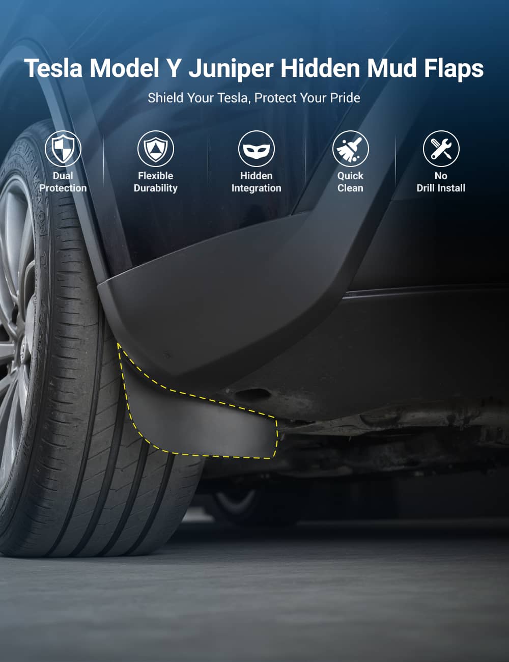 TESERY Hidden Mud Flaps Mud Guard for Model Y Juniper - Tesery Official Store