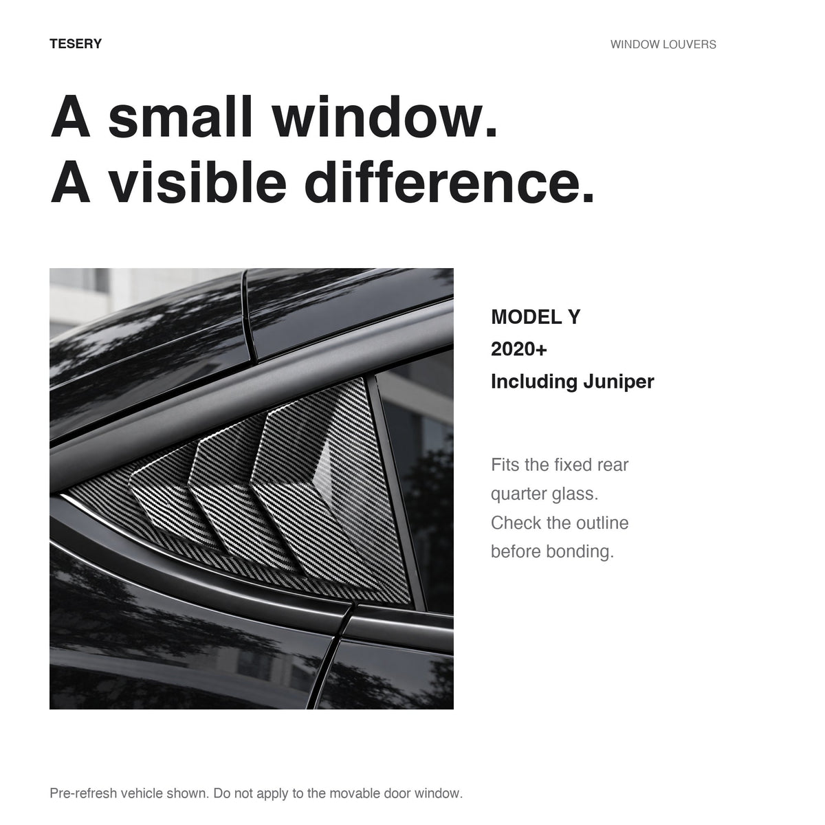 TESERY Rear Side Window Louvers Cover for Model Y | 3 Finishes | 2-Pack - Tesery Official Store