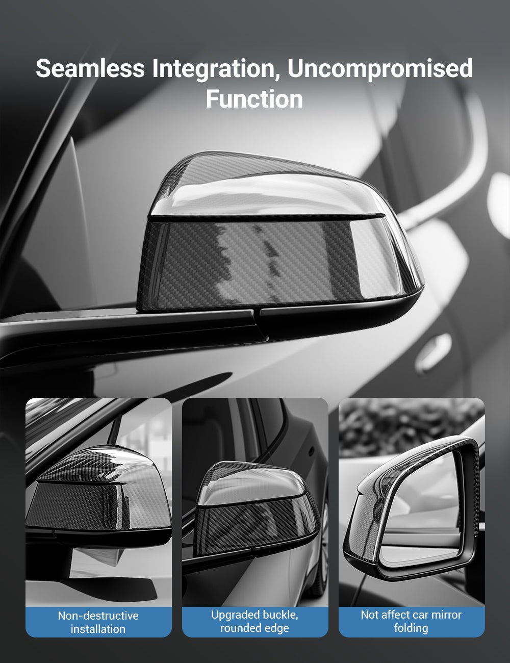 TESERY Side Mirror Cover for Tesla Model Y Juniper ( OEM Style ) - Dry Carbon Fiber Exterior Mods - Tesery Official Store