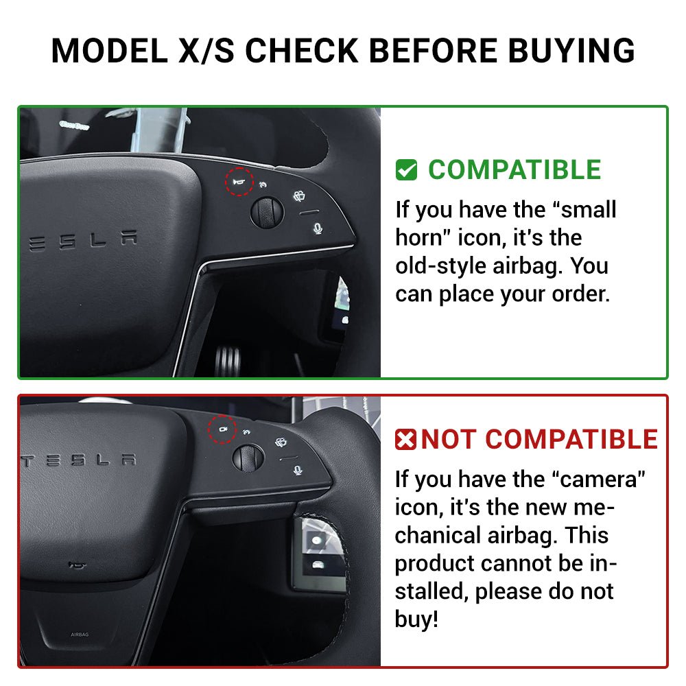 TESERY Touch Horn Plaid Round Steering Wheel Replacement for Tesla Model S / X 2021 - 2023 - Tesery Official Store