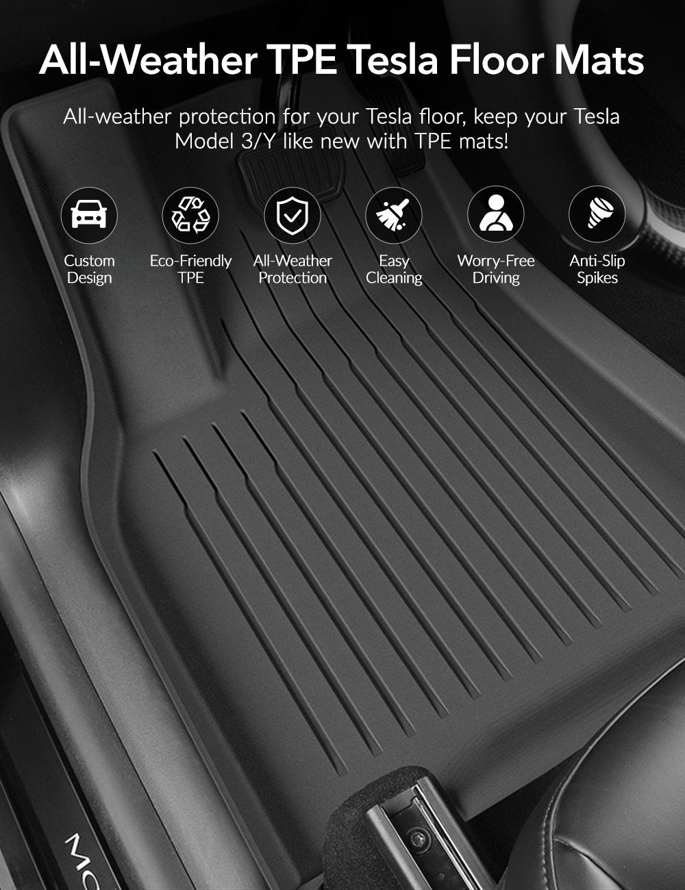 TESERY TPE All Weather Floor Mats for Tesla Model Y & Model 3 - Tesery Official Store