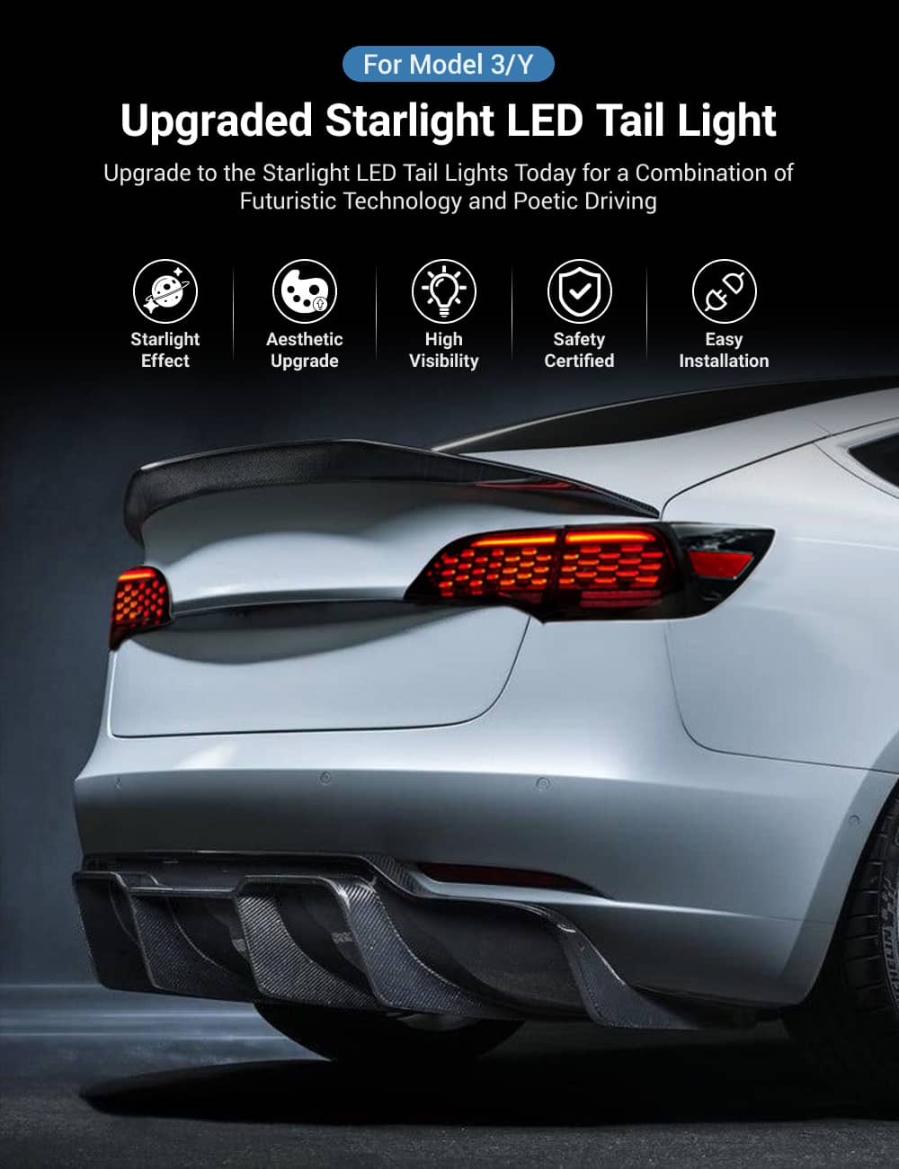 TESERY Upgraded Starlight LED Tail Light for Model 3/Y - Tesery Official Store