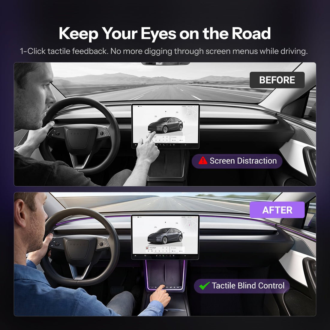 Wireless Charging Smart Button with Ambient Light Upgrade for Tesla Model 3 Highland - Tesery Official Store