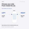 Left and right side repeater selection guide, front of vehicle shown at top