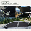 Front windshield, rear windshield and all side glass shown in actual NovaPads product photos; eight window pieces, roof shade separate