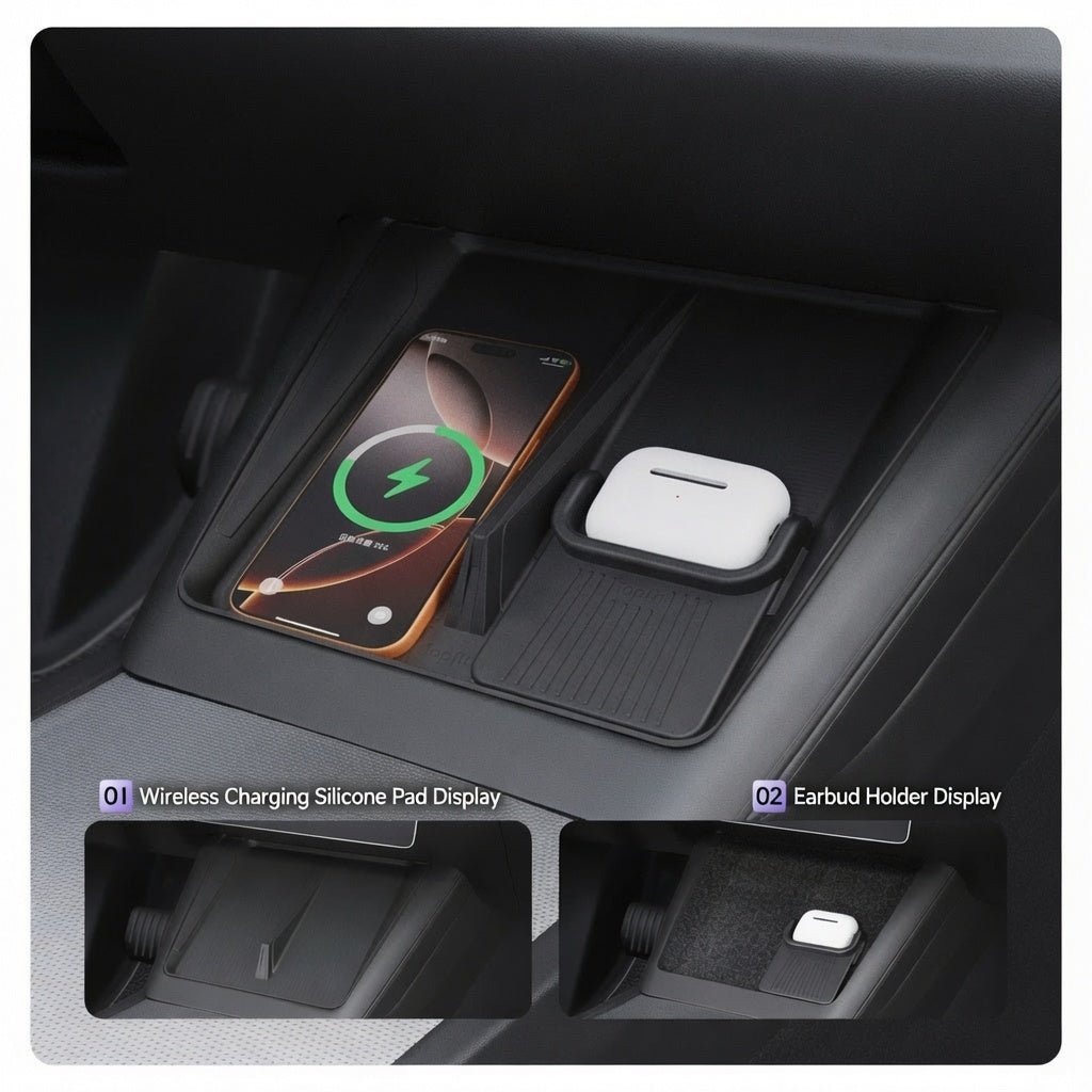 Wireless Charger Silicone Pad & Headphone Anti-Slip Mat Combo for Model Y Juniper 2025+ - Tesery Official Store