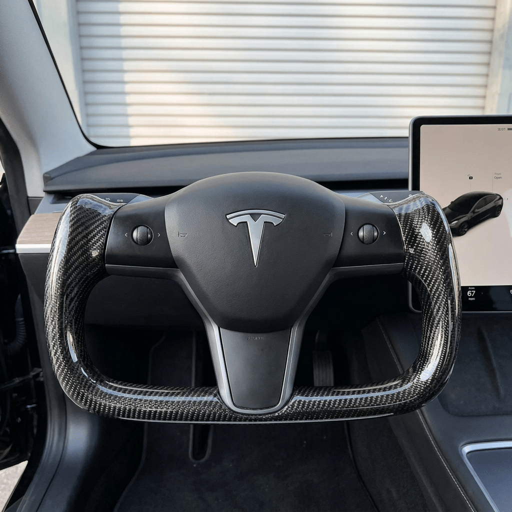 Yoke Full Carbon Fiber Steering Wheel for Tesla Model 3 / Y【Style 29】 - Tesery Official Store