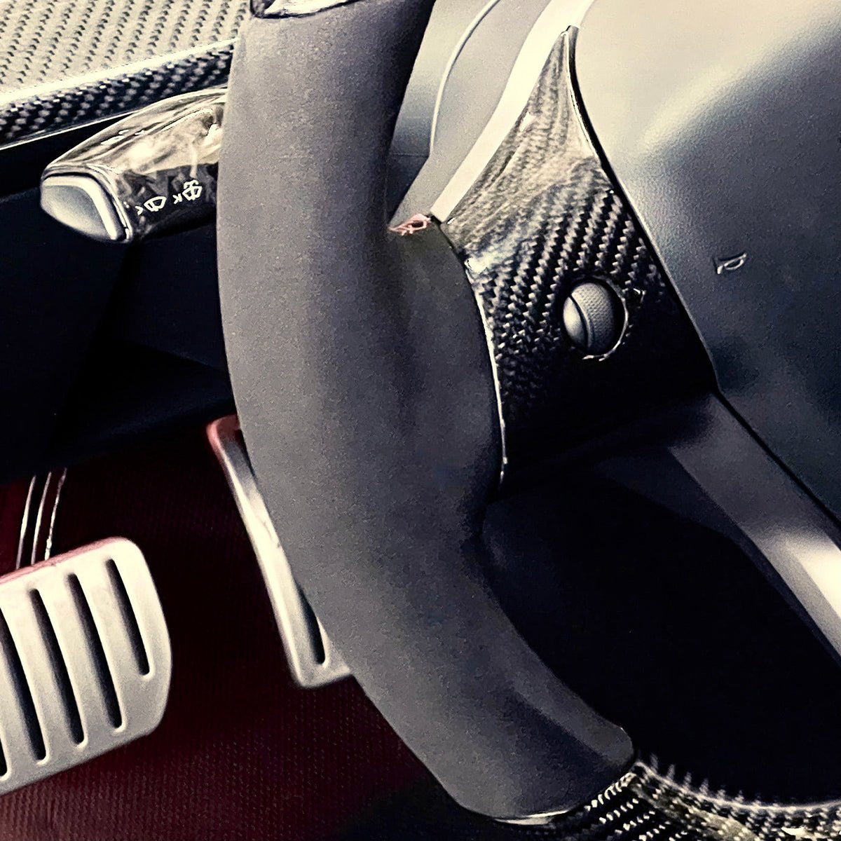 Model 3 / Y Alcantara Carbon Fiber Steering Wheel【Style 15】 - Tesery Official Store