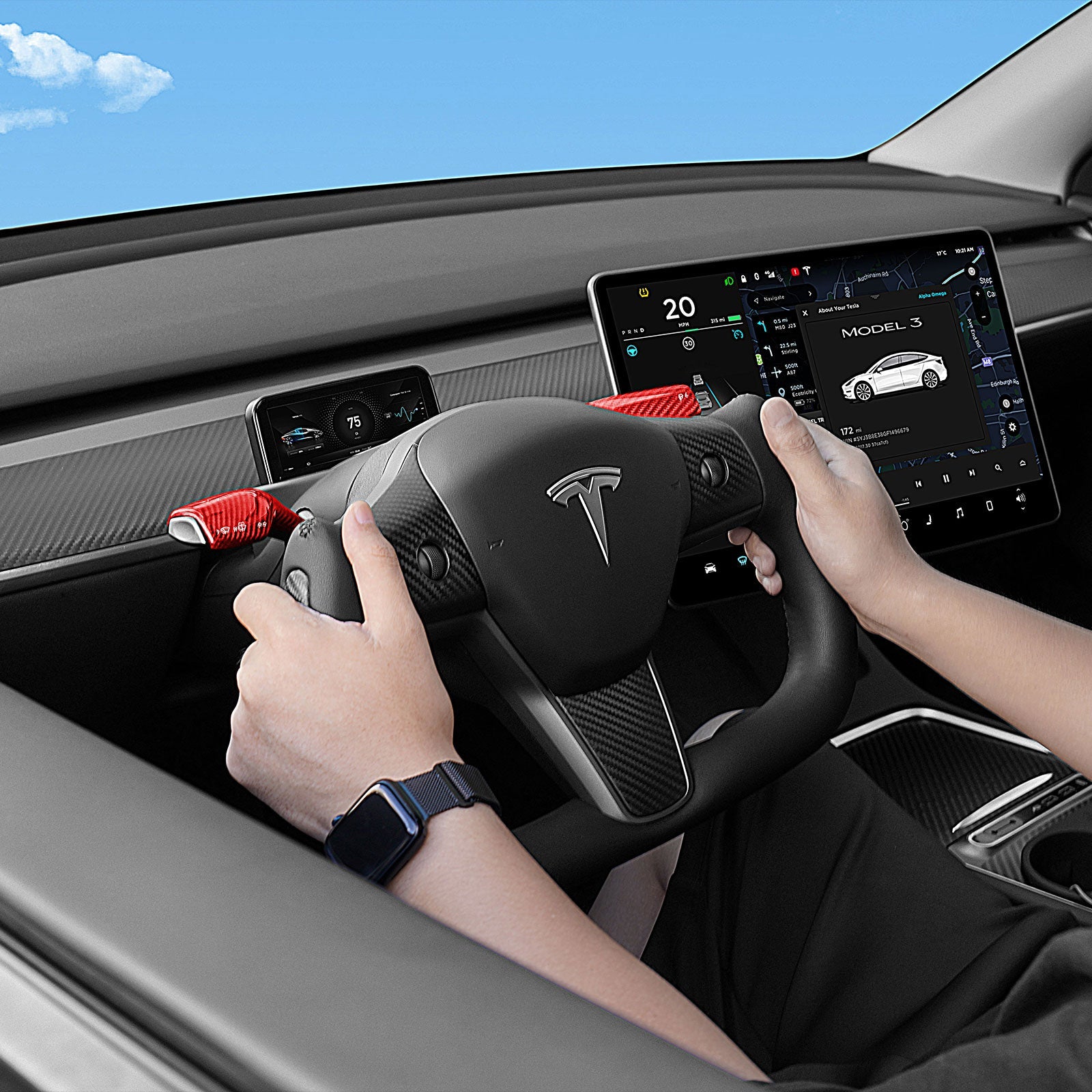 Wei es Lederlenkrad Passend F r Tesla Model 3 Model Y wei-es-lederlenkrad-passend-f-r-tesla-model-3-model-y