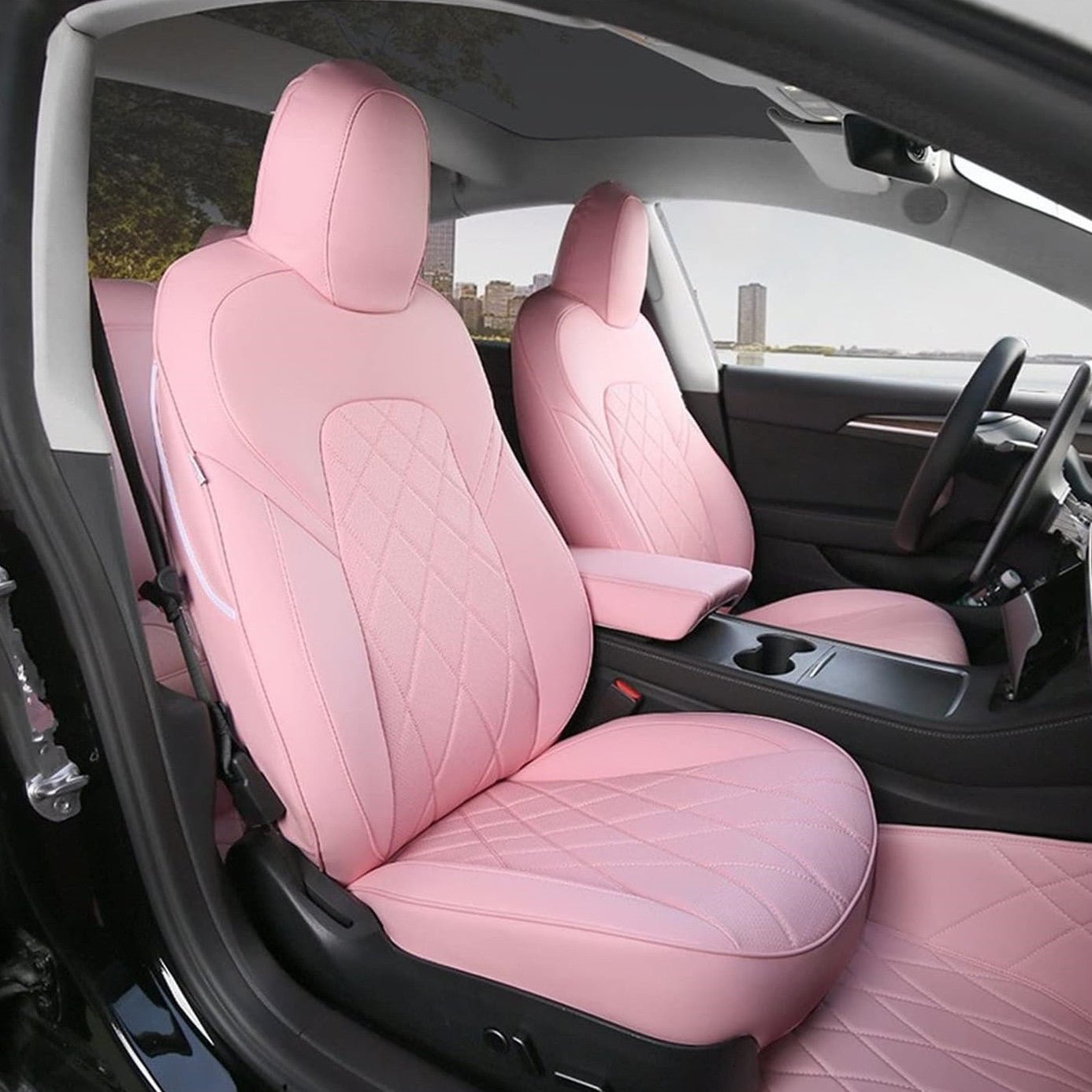 TESERY Seat Covers for Tesla Model 3 / Model Y - Pink