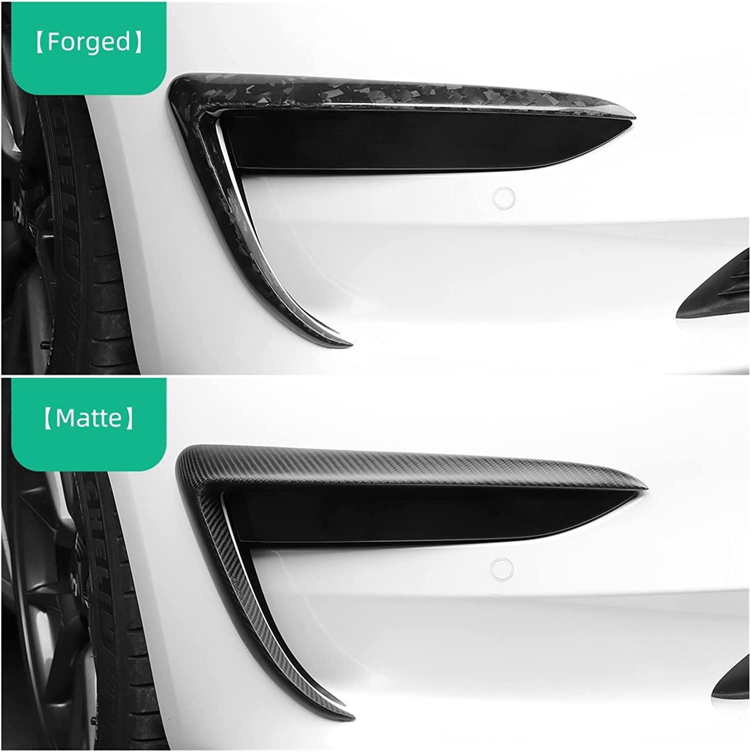 TESERY Tesla Model 3 Fog Light Trim - Carbon Fiber Exterior Mods - Tesery Official Store